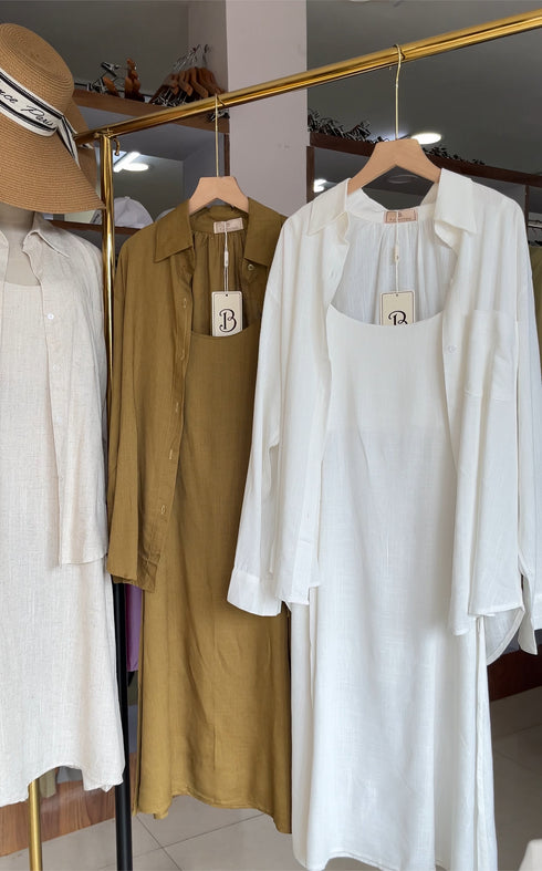 Casual Linen Dress With Collar Shirts